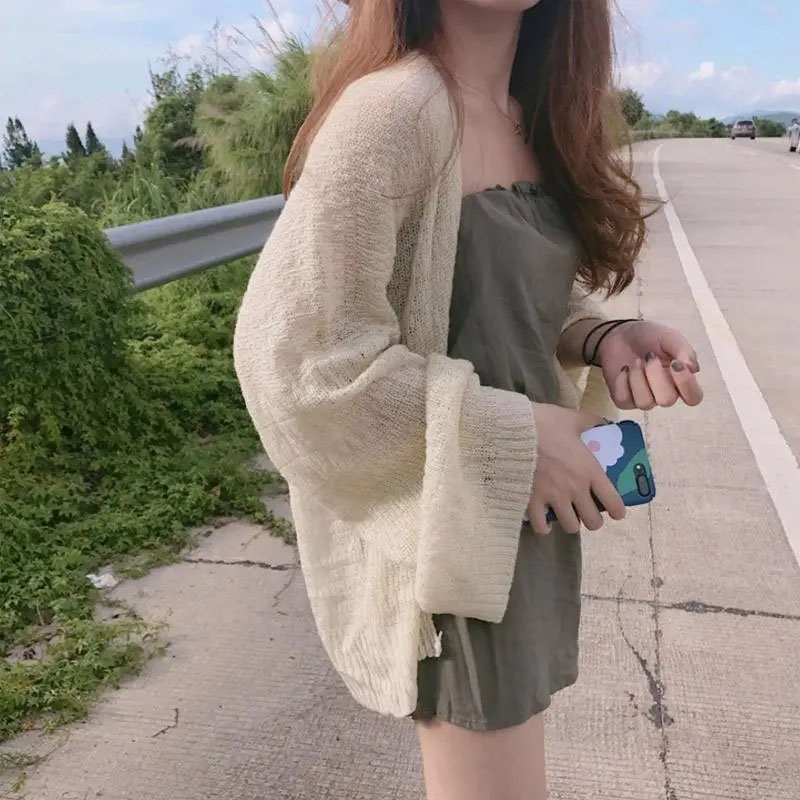 Crop Cardigan Vintage - Весенне-осенний прозрачный вязаный кардиган для женщин,