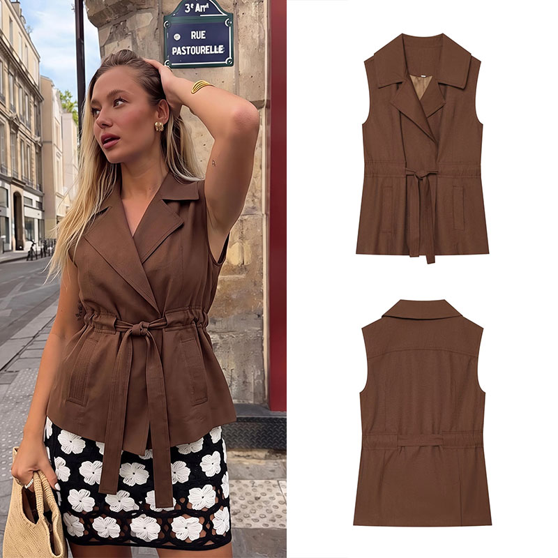 Vintage Fashion Collection - Женский льняной жилет Guobioziy из летней