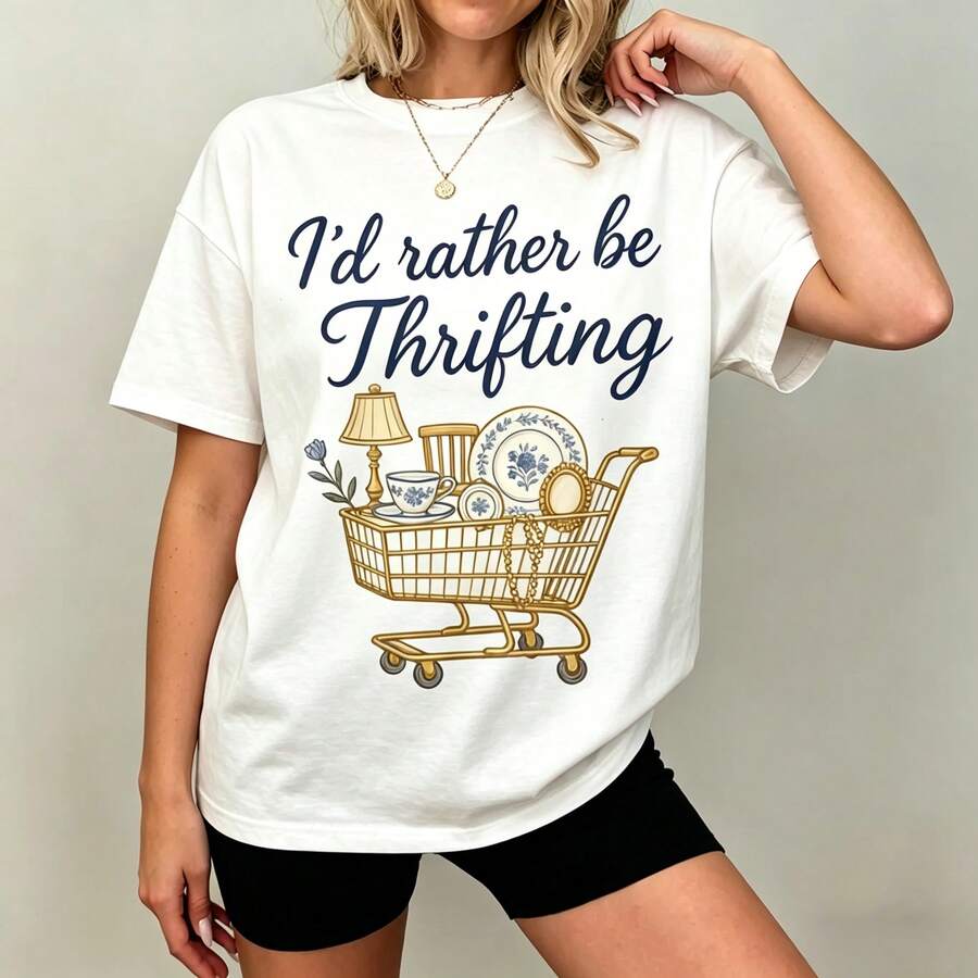 Thrift Vintage Fashion Usa - Футболка с графическим принтом: 100% хлопок,