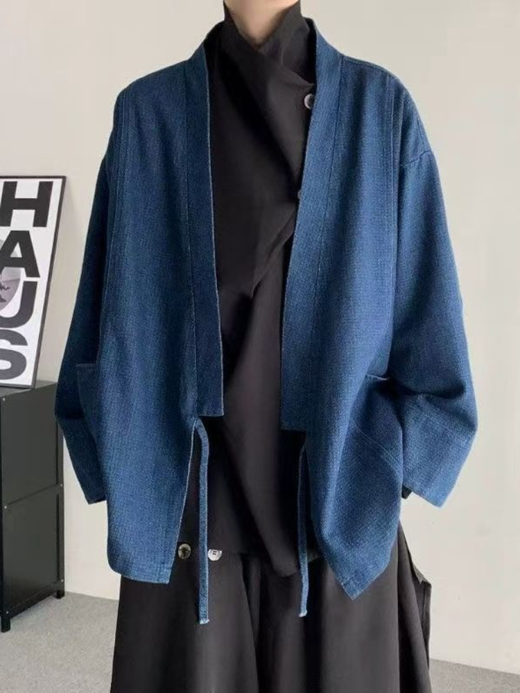 Crop Cardigan Vintage - Винтажное джинсовое пальто в японском стиле