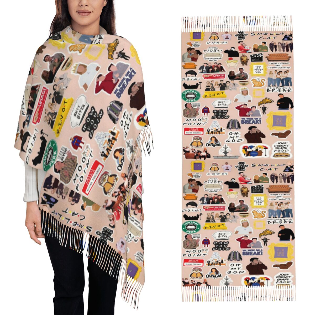 Vintage Fashion Collage - Винтажный шарф с изображением ТВ-шоу «Друзья»,