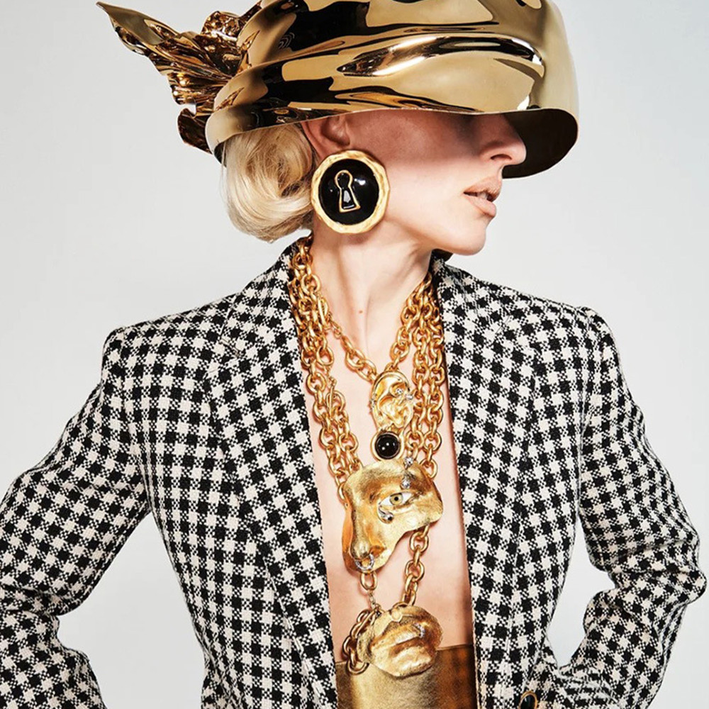 Vintage Fashion Collection - Преувеличенные черные эмалированные круглые серьги-гвоздики из