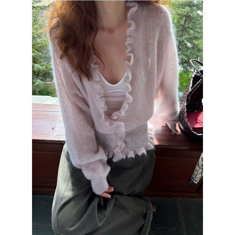 Корейский стиль, милый женский – обзор и цена Crop Cardigan Vintage