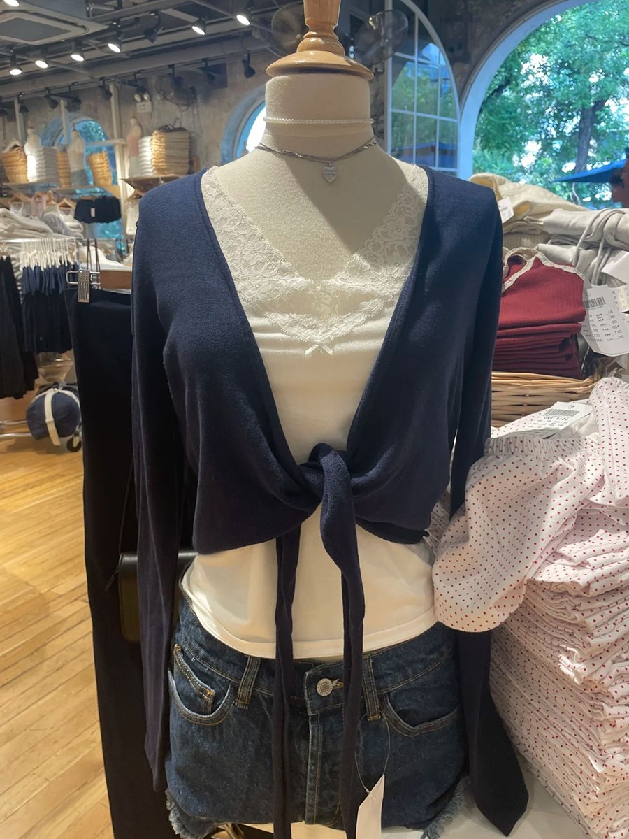 Новая темно-синяя вязаная футб – обзор и цена Crop Cardigan Vintage