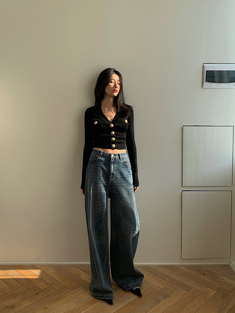 Вязаный кардиган с золотыми пу – обзор и цена Crop Cardigan Vintage