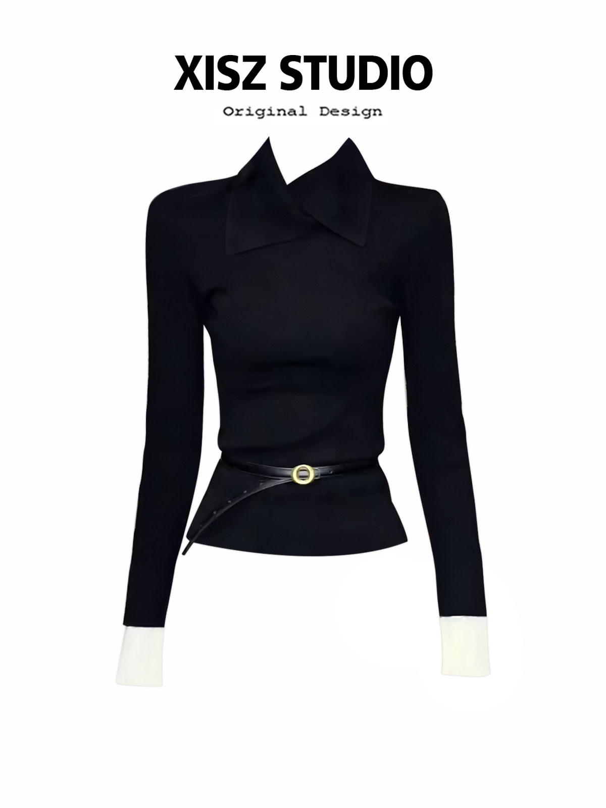 Женская черная готическая футб – обзор и цена Turtleneck Knit 90S